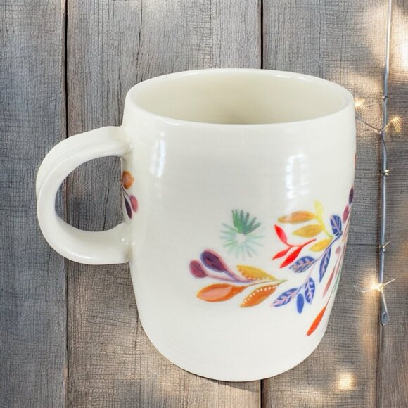 Anthropologie Starla M Halfmann Monogram Letter V Petal Palette Coffee Mug Cup - Picture 2 of 12